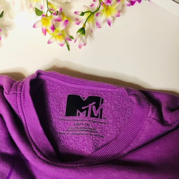 Purple Crop top MTV hoodie / sweatshirt - Picture 6 of 8